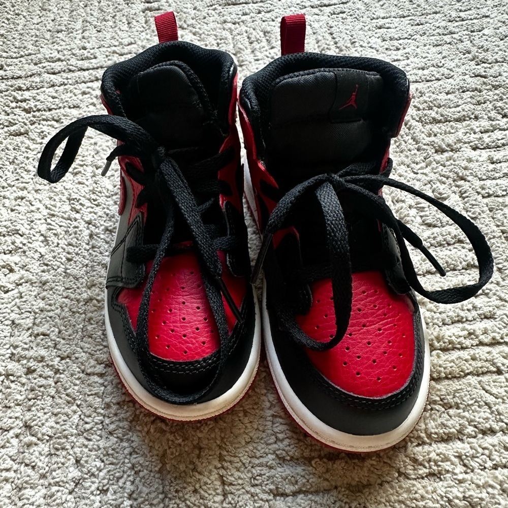 Nike Air Jordan Kids Black & Red High-Top Sneakers - Picture 4 of 16